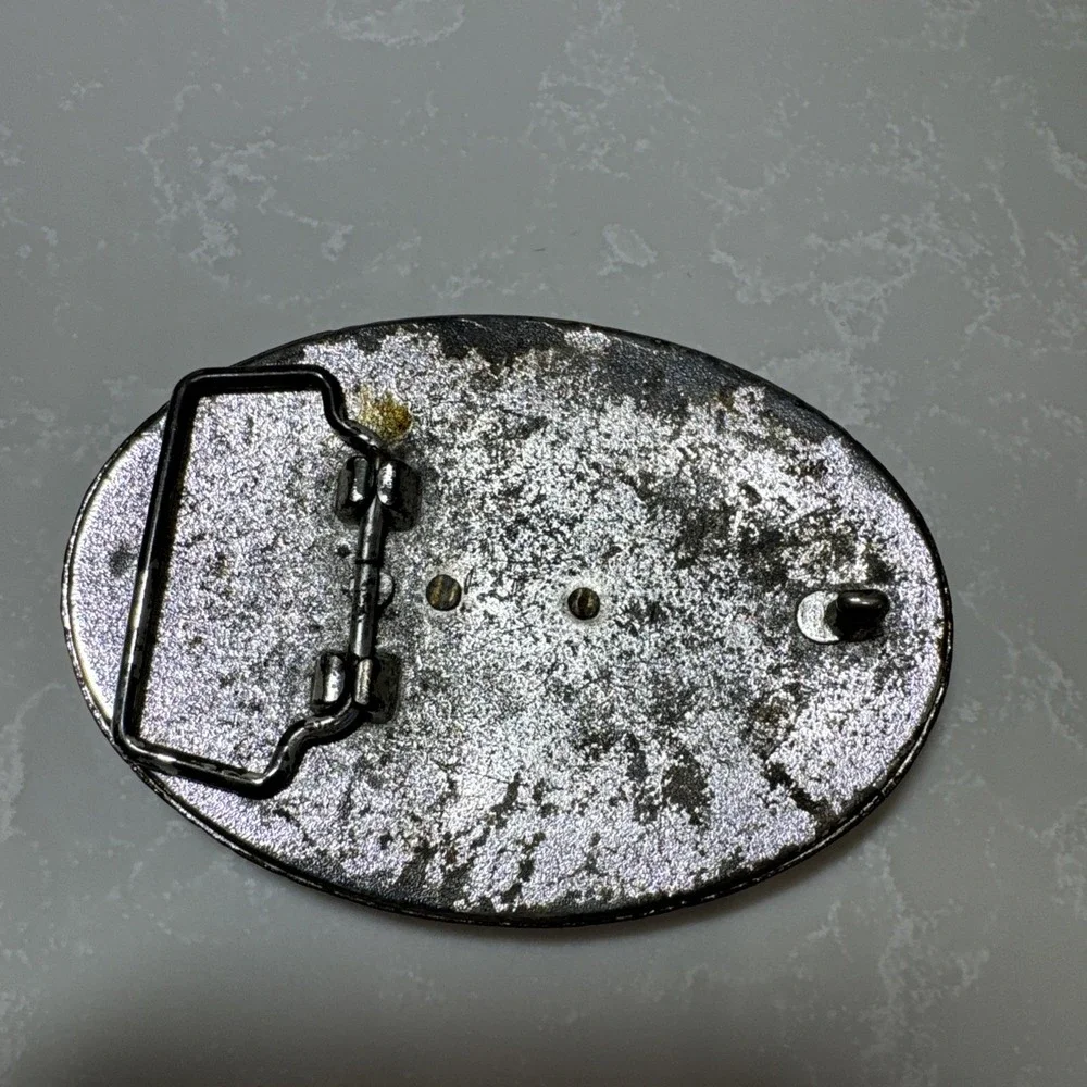 Cowboy Boot Belt Buckle Two Tone Oval Rodeo Wear